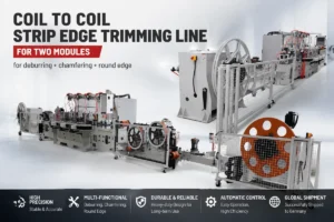 Two-module strip edge trimming line manufactured for shipment to Germany