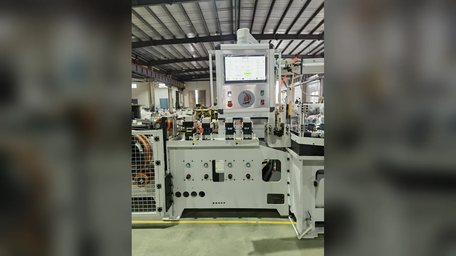 Operator control and edge processing section of Bichamp strip edge trimming line