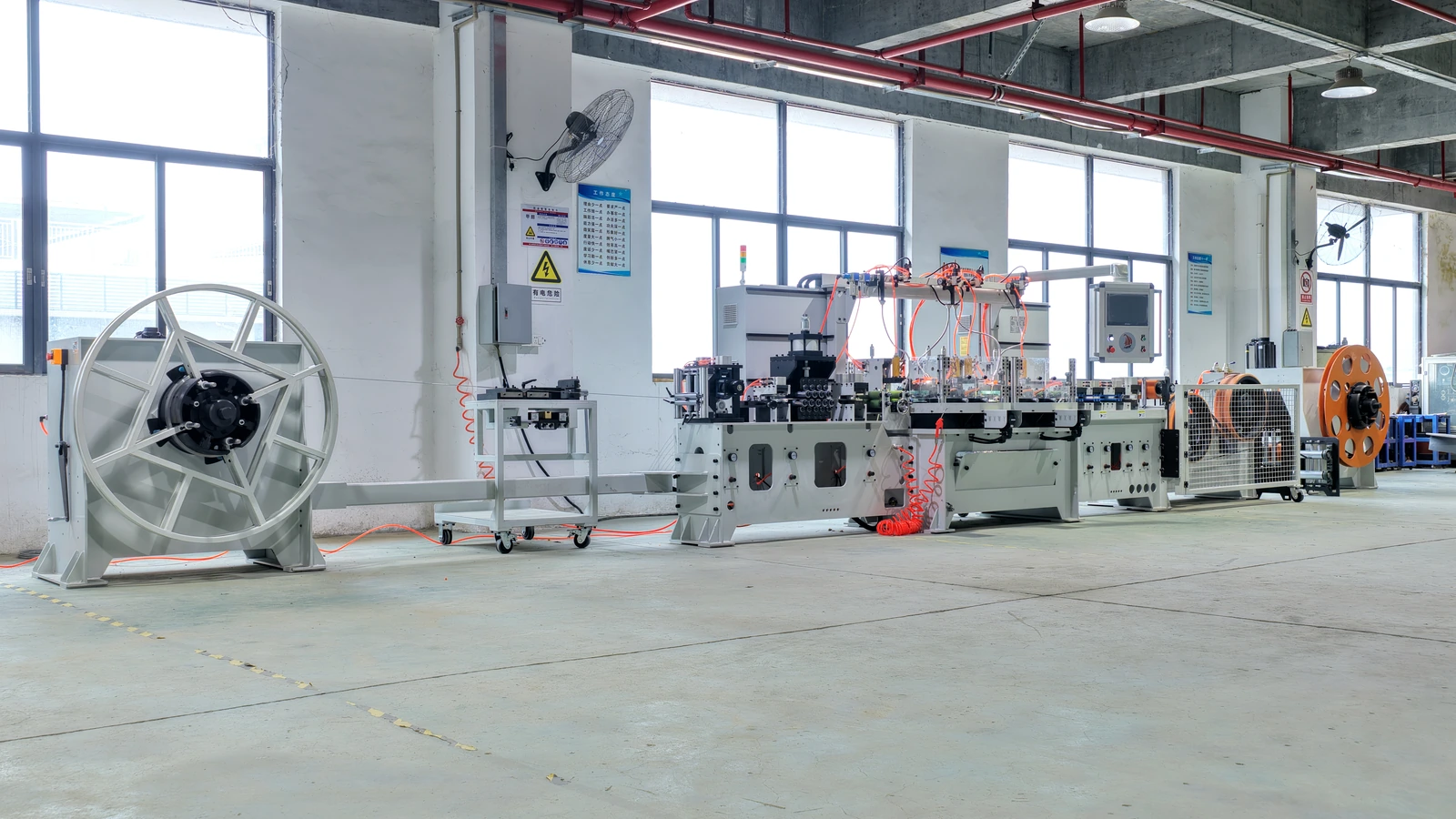 Full project overview of the installed high two-module automatic strip edge trimming machine line