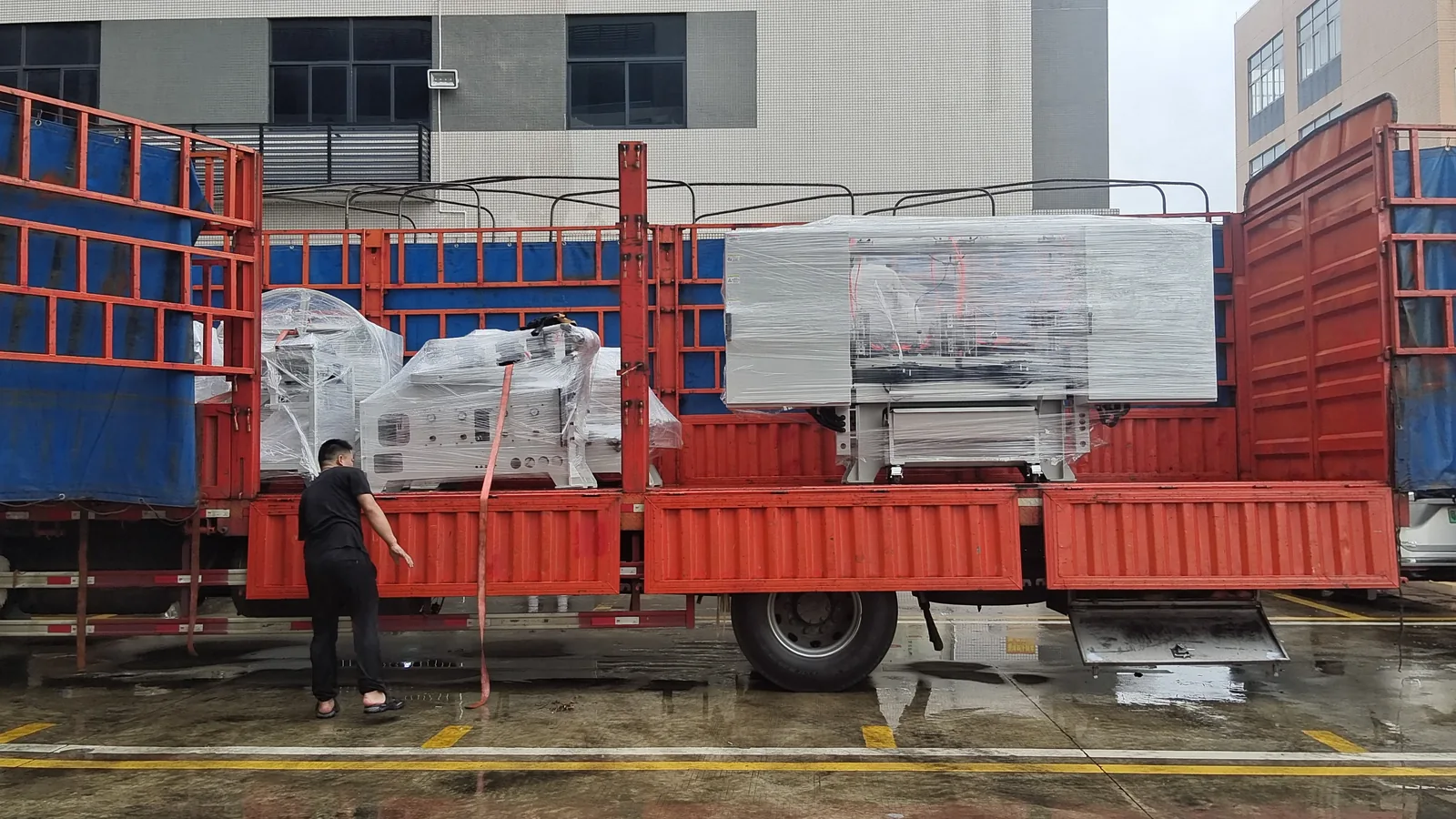 Control enclosure and processing modules for Bichamp strip edge trimming line shipment